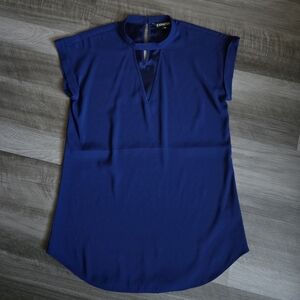 NWOT Express Royal Blue Keyhole Cutout Blouse